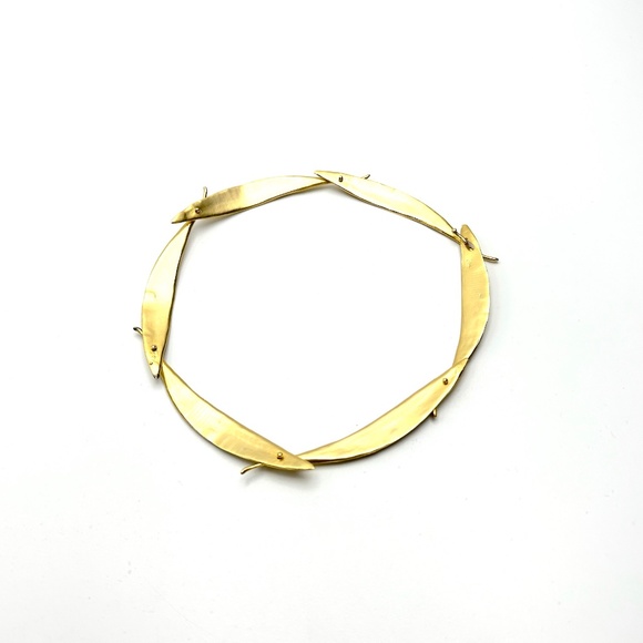 Eucalyptus Leaf Gold Collar Necklace by Michael Michaud — Signed — NWOT - Picture 5 of 9